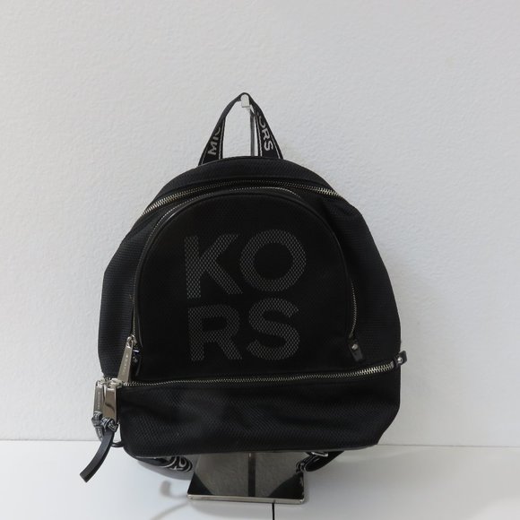 MICHAEL KORS - RHEA LEATHER BACKPACK WITH LOGO - BLACK/WHITE main image 9